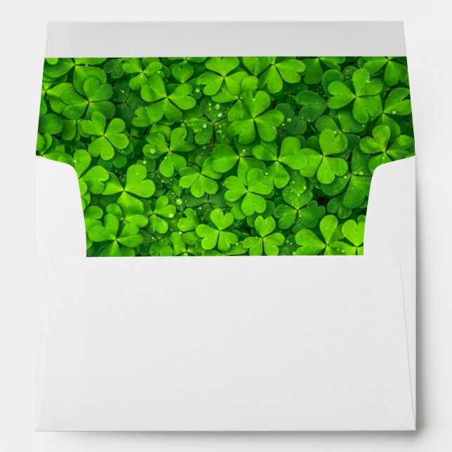 Enveloppes Clovers vert luxuriant avec gouttes d'eau (Dos (Bas))