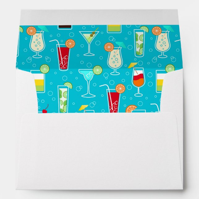 Enveloppes Cocktail Motif sur Arrière - plan Turquoise (Dos (Bas))