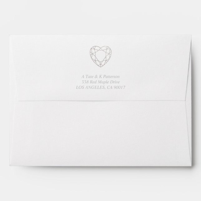 Enveloppes Coeur argenté géométrique doublure grise (Dos (Haut rabat))