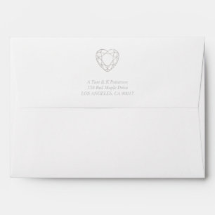 Enveloppes Coeur argenté géométrique doublure grise