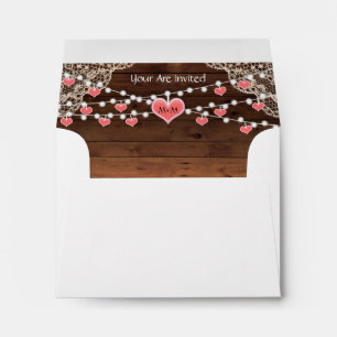 Enveloppes Coeur de monogramme rustique