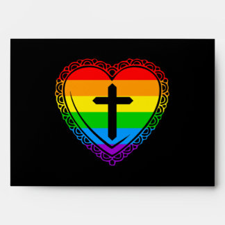 Enveloppes Cœur gothique et croix (noir + arc-en-ciel)