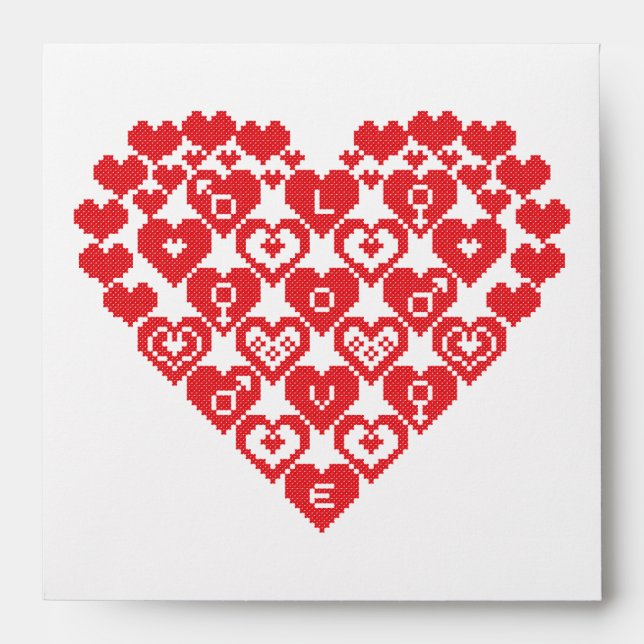 Enveloppes COEUR rouge des coeurs (Devant)