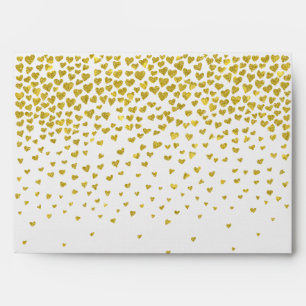 Enveloppes Coeurs Confetti Or
