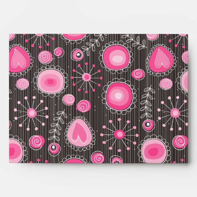 Enveloppes Coeurs et fleurs rose et bleu Whimsical (Devant)