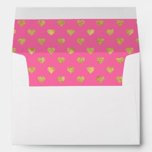 Enveloppes Coeurs parties scintillant or