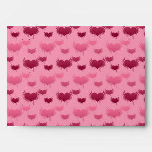 Enveloppes Cœurs roses et rouges avec motif d'ailes