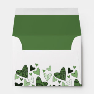 Enveloppes Coeurs stylisés de vert
