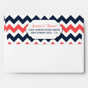 Enveloppes Collection Mariage moderne Chevron Marine & Coral