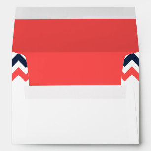 Enveloppes Collection Mariage moderne Chevron Marine & Coral
