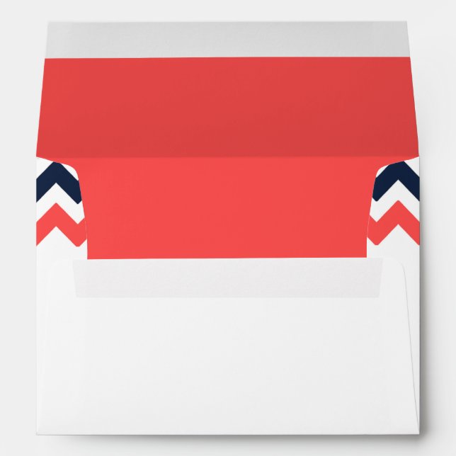 Enveloppes Collection Mariage moderne Chevron Marine & Coral (Dos (Bas))