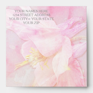 ENVELOPPES COLUMBINE ROSE FLEURS D'EAU COULEUR SPLASH