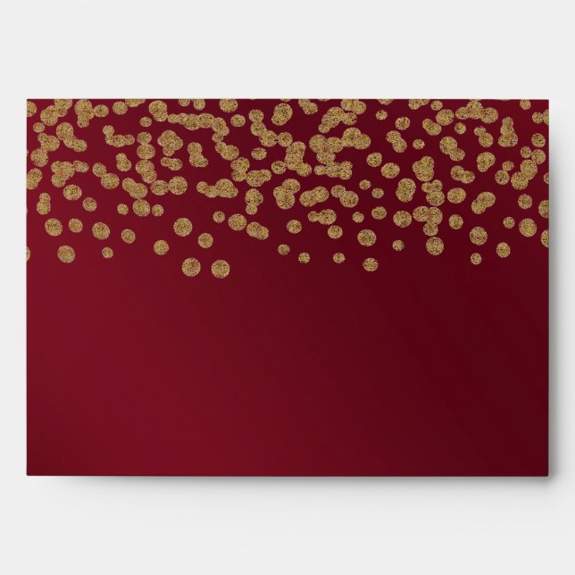 Enveloppes Confetti d'or et de Bourgogne (Devant)