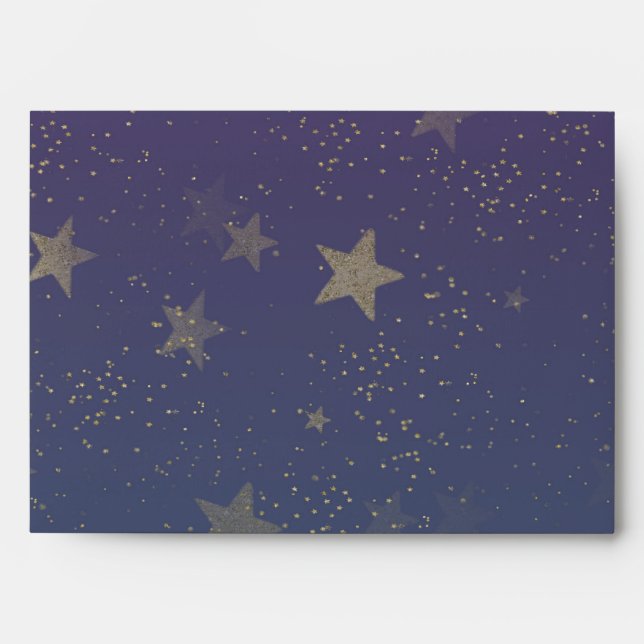 Enveloppes Confetti violet Gold Stars (Devant)