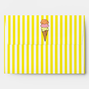 Enveloppes Conne de glace jaune et blanc rayé