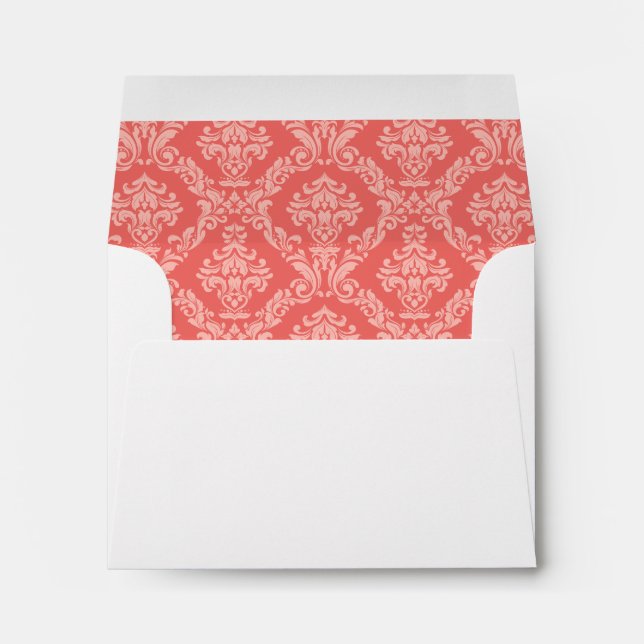 Enveloppes Coral Damask Mariage (Dos (Bas))