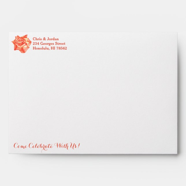 Enveloppes Coral Rose Simple Élégant Mariage d'été (Devant)