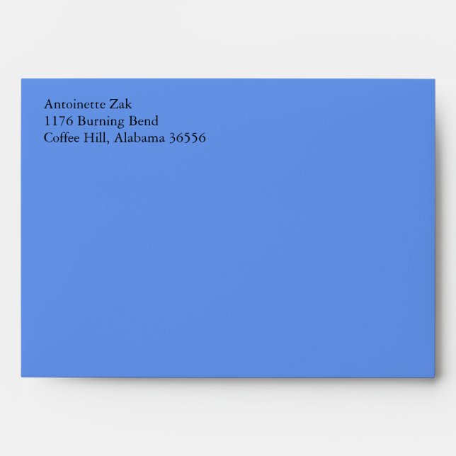 Enveloppes Cornflower Blue A7 Avec Adresse De Reto (Devant)