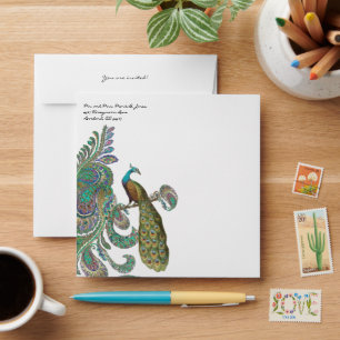 Enveloppes Couleurs Peacock vintage Paisley