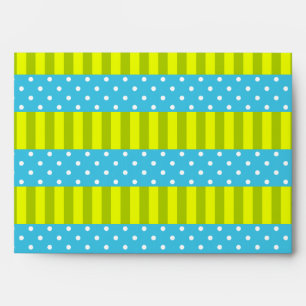 Enveloppes Couleurs printanières Bleu et Vert Grandes Pois