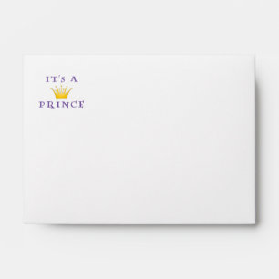 Enveloppes Couronne d'or "It's a Prince" avec police Wizard