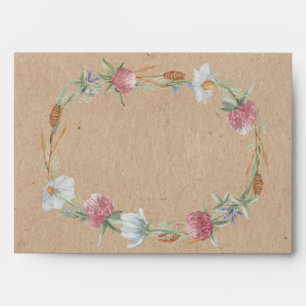 Enveloppes Couronne fleur sauvage Sur Mariage campagnard Kraf