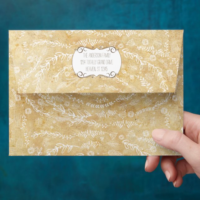 Enveloppes Couronne florale rustique motif d'art folklorique  (Hand)