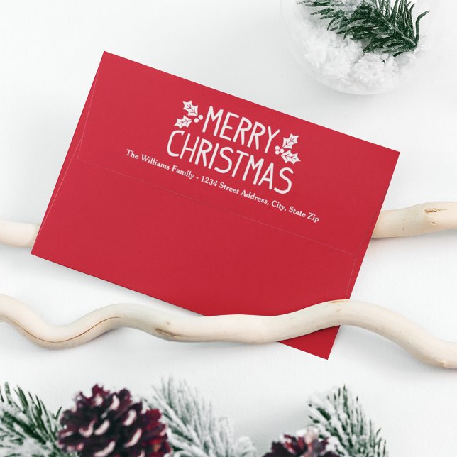 Enveloppes Courrier moderne rouge Joyeux Noël (Créateur téléchargé)