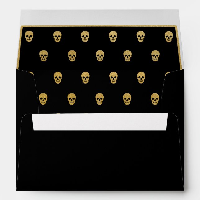 Enveloppes Crâne à huile d'or.  Tout noir (Dos (Bas))