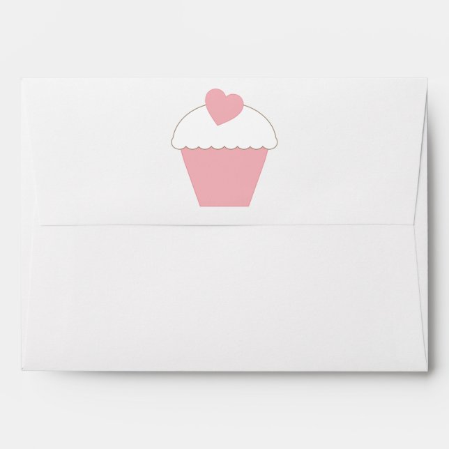 Enveloppes Cupcake et points roses (Dos (Haut rabat))