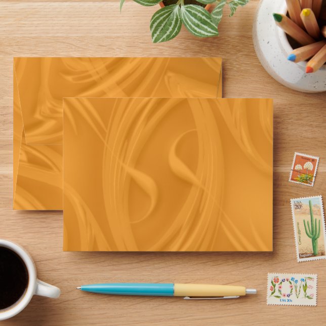 Enveloppes Curles et ombres élégantes sur orange (Desk)