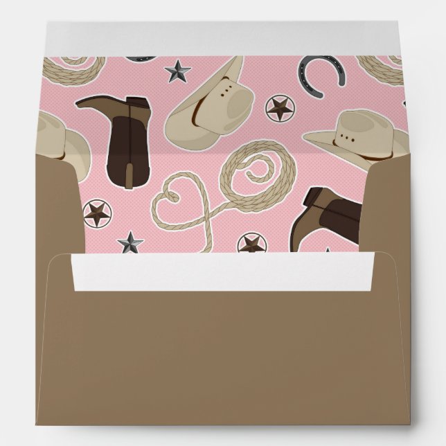 Enveloppes Cute Cowboy thème Motif rose et Brown (Dos (Bas))