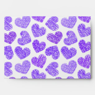 Enveloppes Cute Purple Doodled Heart Valentine's Day Motif
