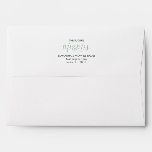 Enveloppes d'adresse de retour du Mariage vert Sag (Dos (Haut rabat))