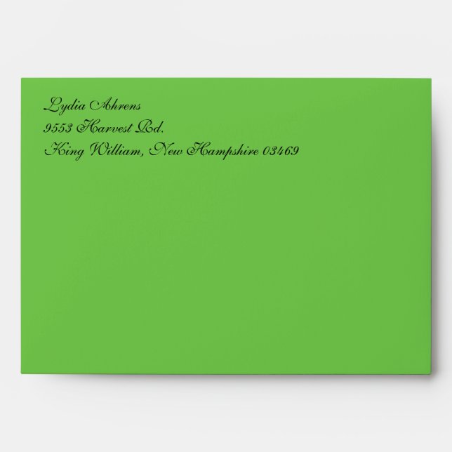 Enveloppes d'adresse de retour Fancy Script Green  (Devant)