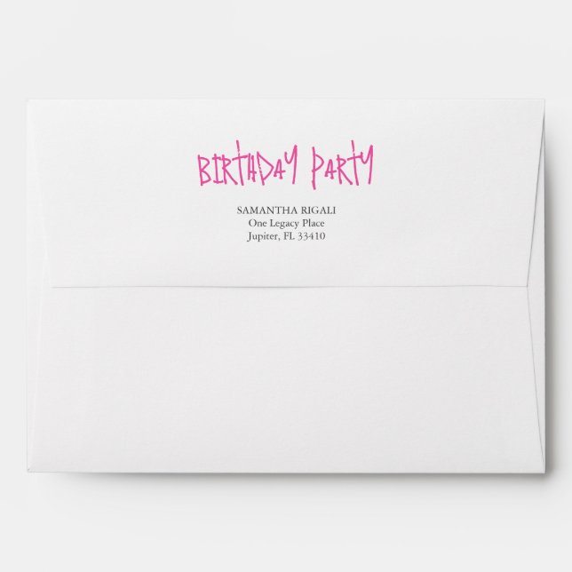 Enveloppes d'adresse de retour fête d'anniversaire (Dos (Haut rabat))