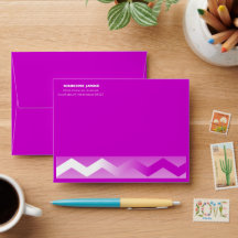 Enveloppes d'adresses Chevron Orchidée et Blanc