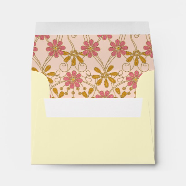 Enveloppes d'adresses Floral Daisy Pink Gold (Dos (Bas))