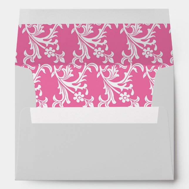 Enveloppes Damas rose et blanc (Dos (Bas))