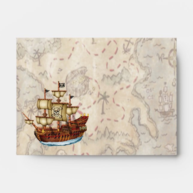 Enveloppes d'anniversaire PIRATE pour les invitati (Devant)