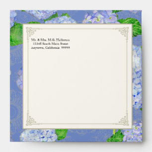 Enveloppes d'appariement carré Blue Hydrangea Lace