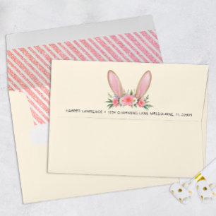 Enveloppes d'aquarelle rose florale lapin d'annive
