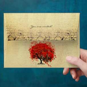 Enveloppes d'arbre à cœur rouge