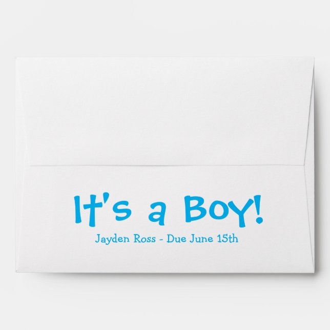Enveloppes de Baby shower A7 bleu blanc à date d'é (Dos (Haut rabat))