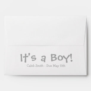 Enveloppes de Baby shower A7 gris blanc date d'éc