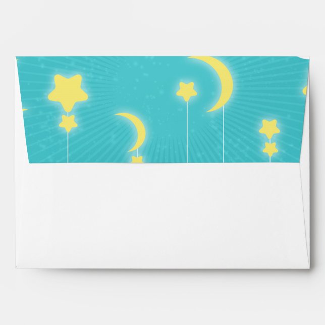 Enveloppes de Baby shower Stars Moon & Clouds (Dos (Haut rabat))