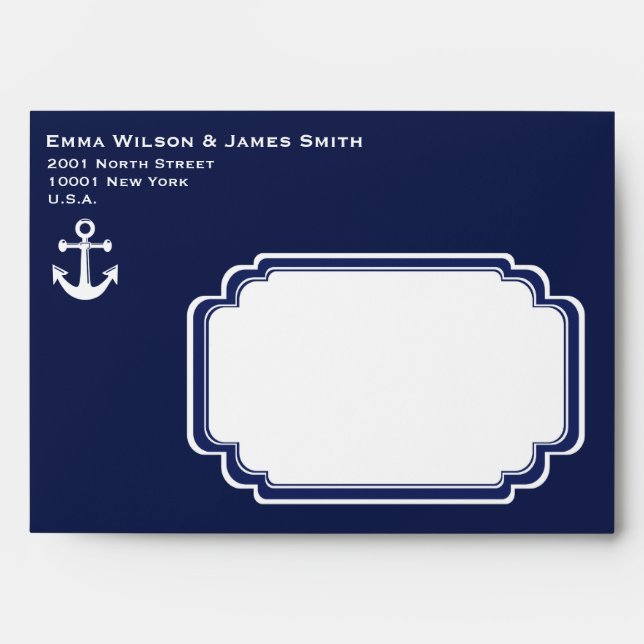 Enveloppes de Faire-part de mariage marines bleues (Devant)