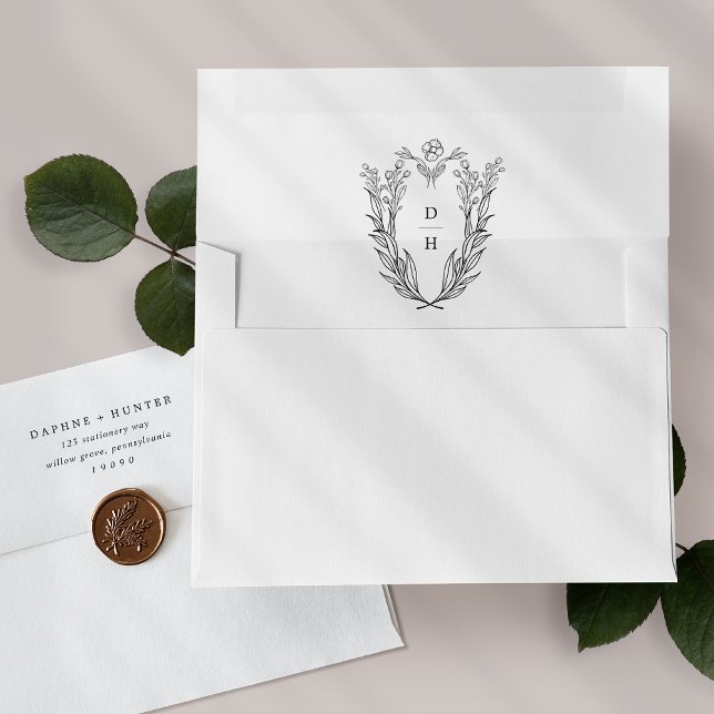 Enveloppes de Faire-part de mariage noir blanc DAP (DAPHNE Black White Wedding Invitation Envelopes)