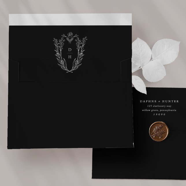 Enveloppes de Faire-part de mariage noir foncé DAP (DAPHNE Dark Black Wedding Invitation Envelopes)