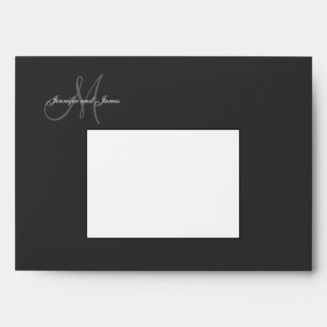 Enveloppes de Faire-part de mariage noires monogra (Devant)